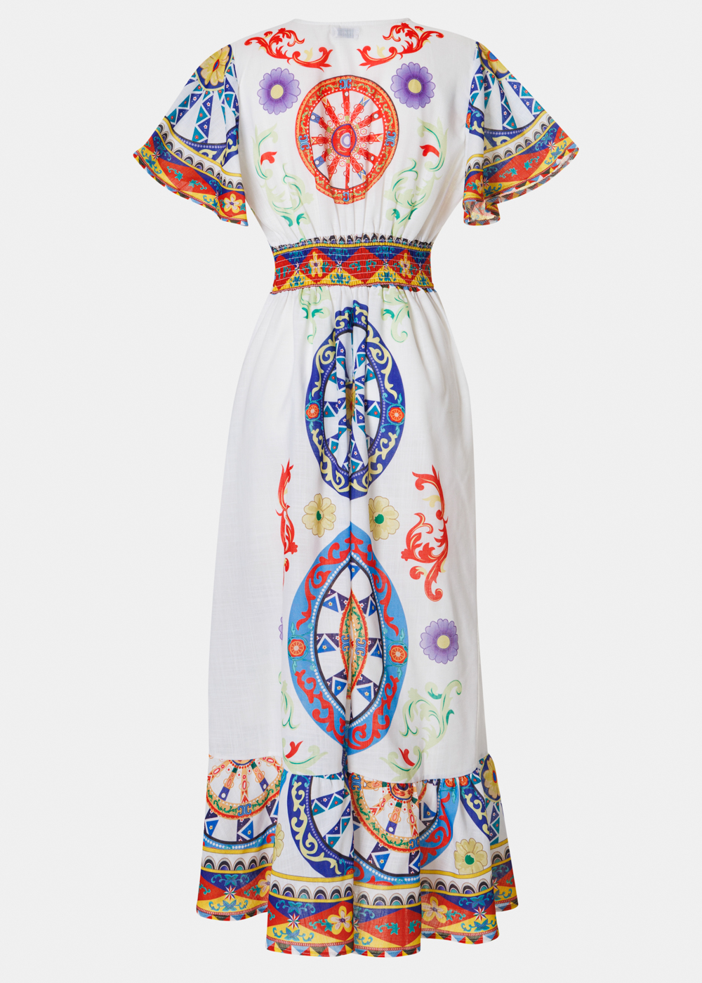 Colorful Maxi Dress w/ Red Wheels Design